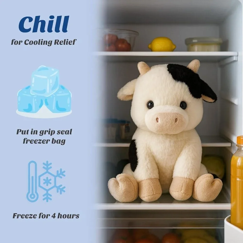 Microwavable & Weighted Stuffed Animals Cow Plushie for Warmth-Comfort Cute Soft